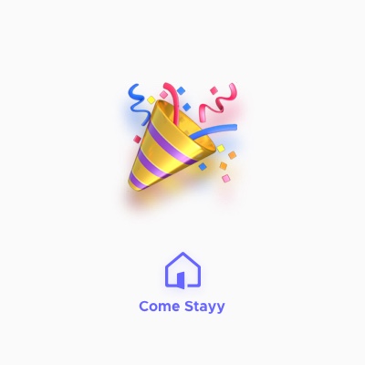 Come stayy - property listed - party emoji